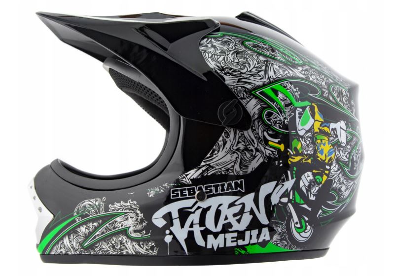 Helma racing TATAN čierna so zeleným detailom M (57-58 cm)