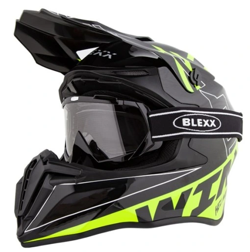 BLEXX motocross prilba čierno žltá S (55-56 cm) SET + okuliare