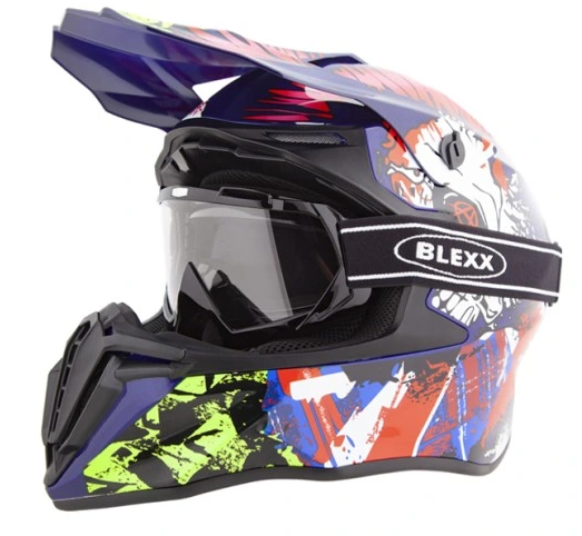 BLEXX motocross prilba Color mix S (55-56 cm) SET + okuliare