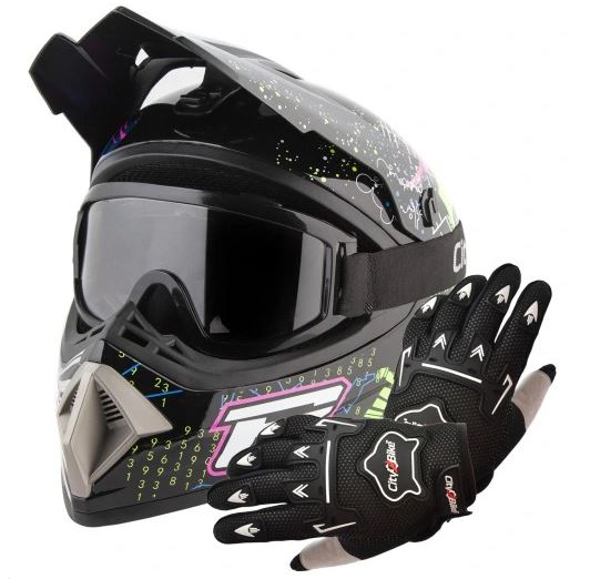 ATV moto set: Helma Power L (59-60 cm) + rukavice a okuliare