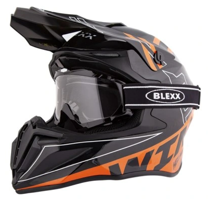 BLEXX motocross prilba čierno oranžová XS (53-54 cm) SET + okuliare
