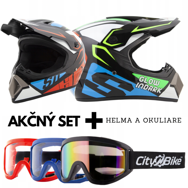 Výhodný MOTO SET: DARK helma a ochranné okuliare